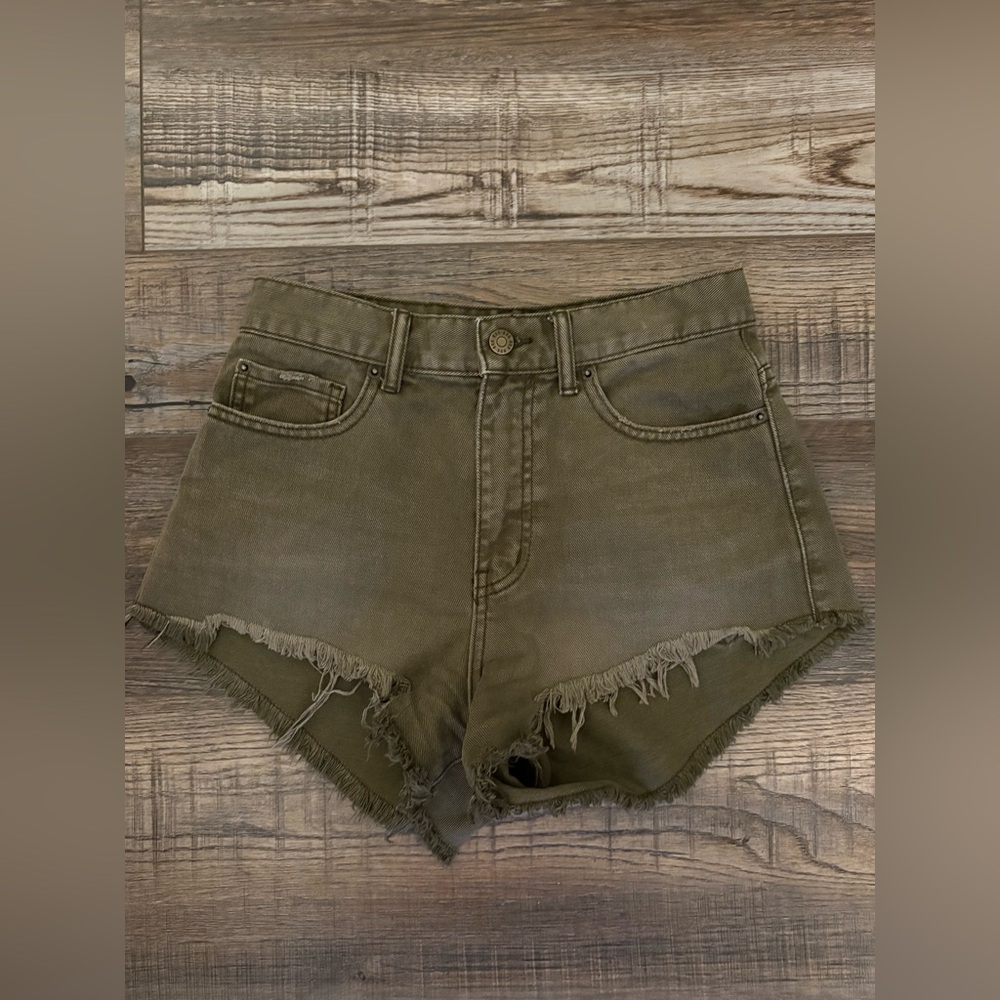 BDG Green Jean Shorts High-Waisted Distressed